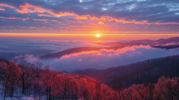 写真 太陽 が 山 の 雲 の 上 に 沈む