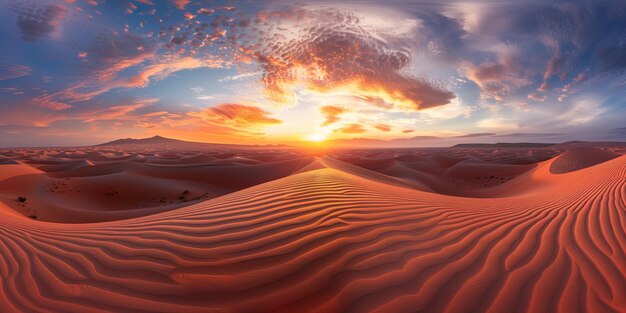 Photo sun setting over sand dunes