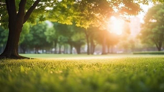 солнце светит сквозь деревья в парке