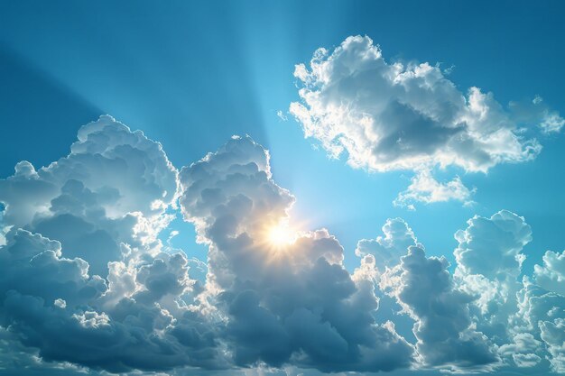 Photo sun shining through clouds in sky