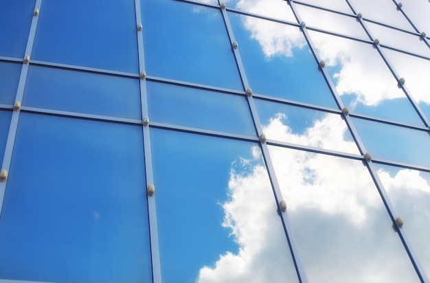 The sun and the sky in a glass building