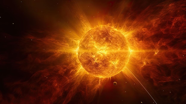 Sun in space Solar system 3D rendered illustration of a sun