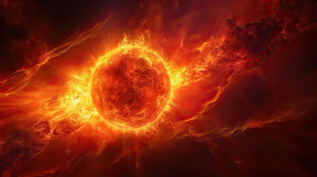 Sun in space Solar system 3D rendered illustration of a sun