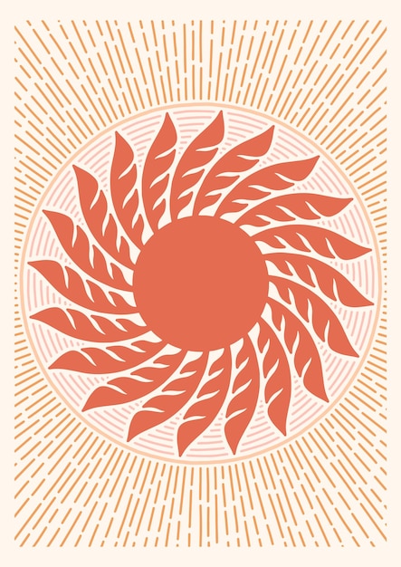 Photo sun and sun rays in native american style vector illustration in retro style