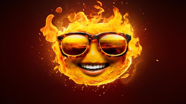 太陽の眼鏡をかぶった太陽が微笑んでいる 創造的なAI