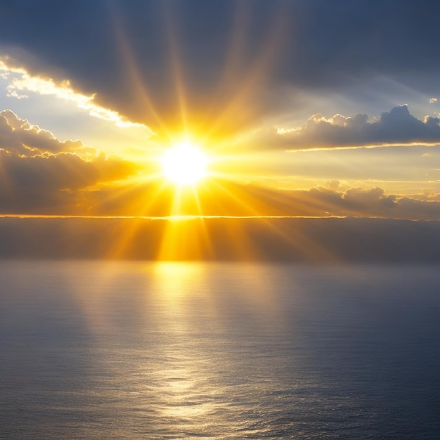 Foto il sole e i raggi solari che arrivano sull'orizzonte sono generati