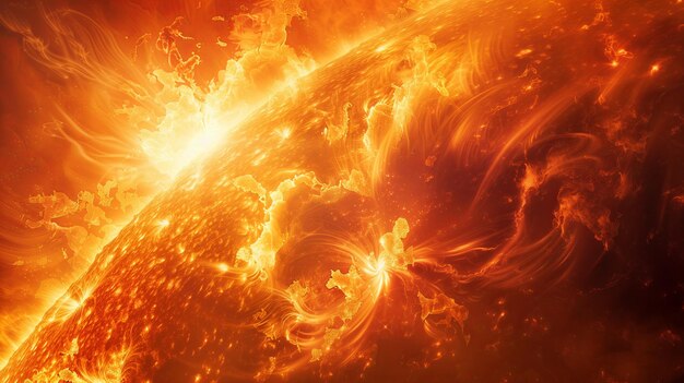 Поверхность Солнца с солнечной вспышкой Солнце Солнечная атмосфера на черном фоне