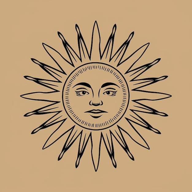 a sun symbol with a face on it