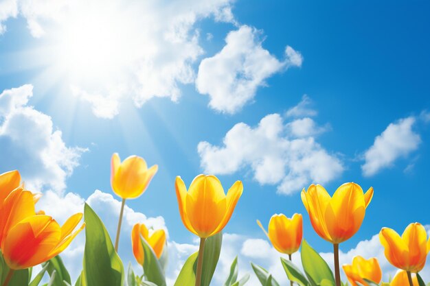 Sun Over a Vibrant Tulip Field