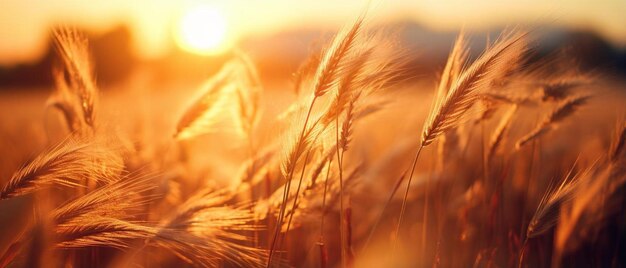 sun behind a wheat field