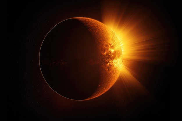 The sun with its corona visible shining down on a planet created with generative ai