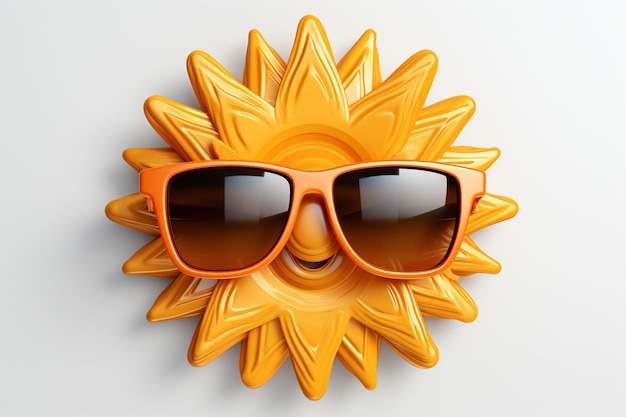 Photo sun with sunglasses emoji 3d illustration 3d rendering on white background