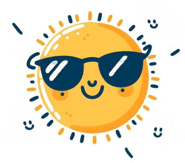 a sun with sunglasses and a sun with a face on it