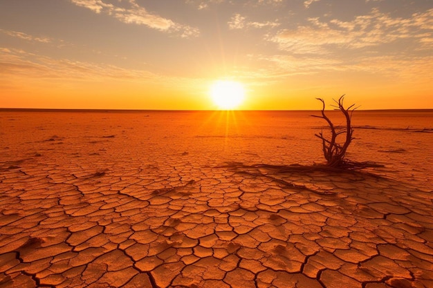 Foto il sole allo zenit sopra un deserto bruciante