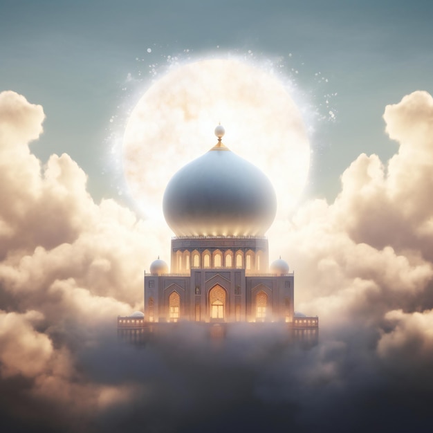 Sun039s Ray Embraces Mosque Above the Clouds Eid AlAdha