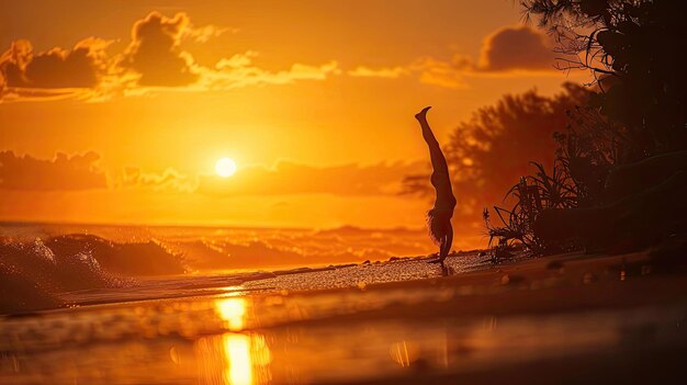 Photo sunbalance yoga handstand sunset