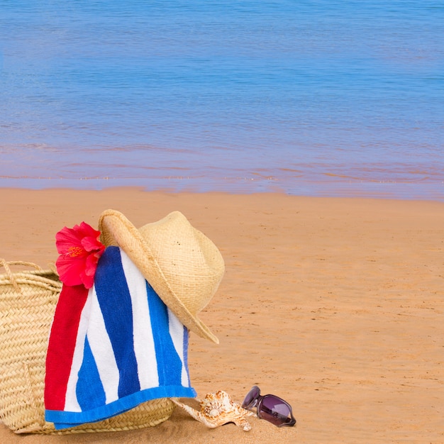 Sunbathing accessories at sea shore