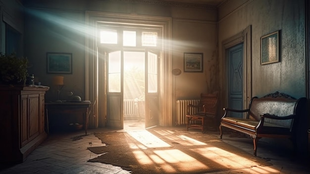 Sunbeams enter the room