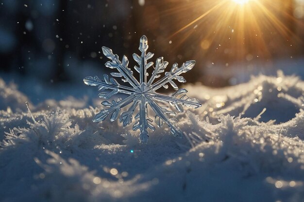 Sunbeams Through Dazzling Winter Snowflake