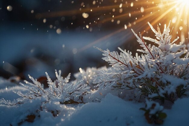 Sunbeams Through Dazzling Winter Snowflake