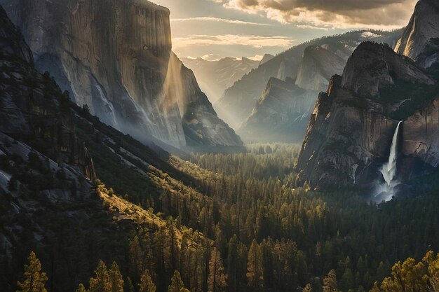 Sunbeams Through Majestic Yosemite Valley