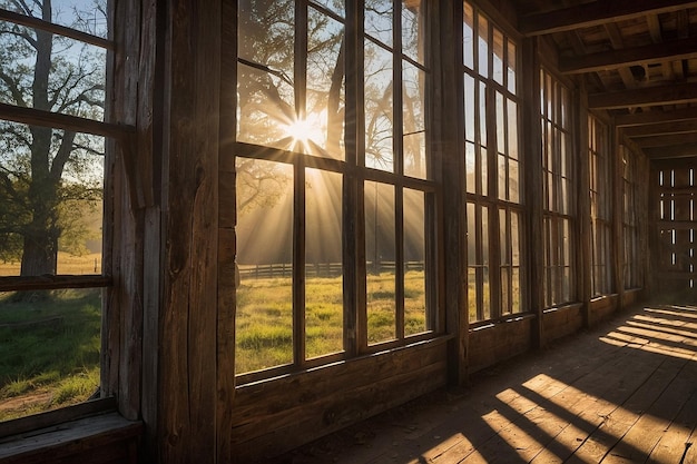 Sunbeams Through Rustic Barn Windows