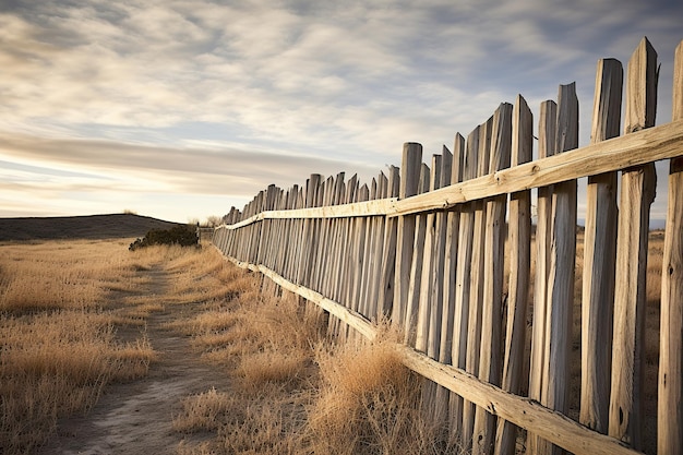 Sunbleached splintering wooden fence