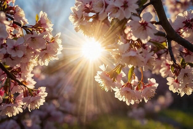 Sunburst Through Vibrant Spring Blossoms