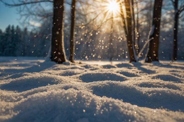 冬の雪の中の日差し2