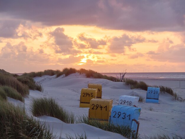 Photo sundown at juist beach