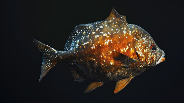 Photo sunfish in the solid black background