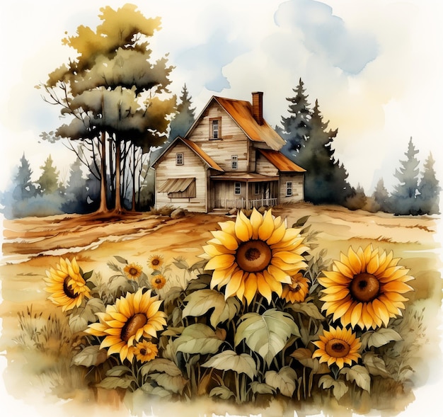 Sunflower Background House