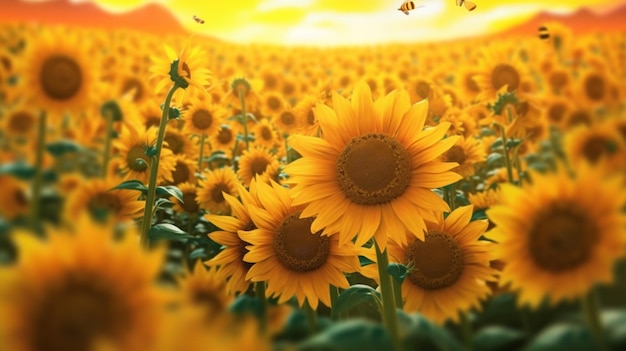 sunflower banner HD 8K wallpaper Stock Photographic Image