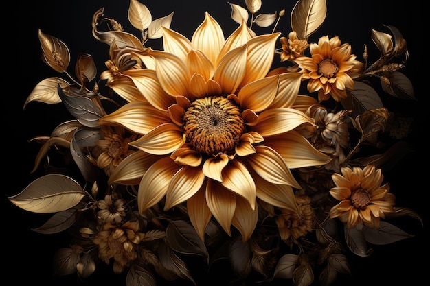 sunflower beautiful in the style of dark gold and beige soft atmospheric light ai generated