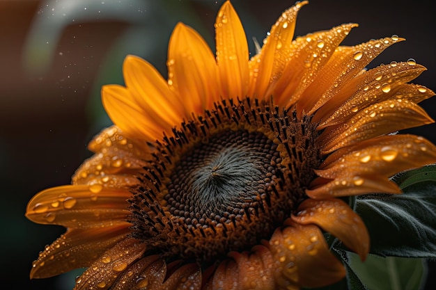 A sunflower in bloom A striking macro shot Generative AI illustration