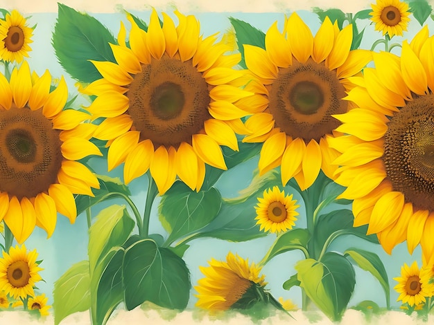 Sunflower border ai generator