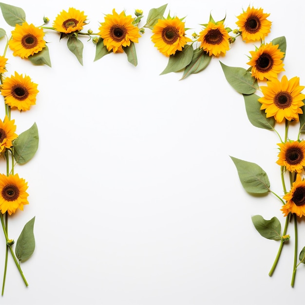 Photo sunflower border to create a sense of peace and tranquility