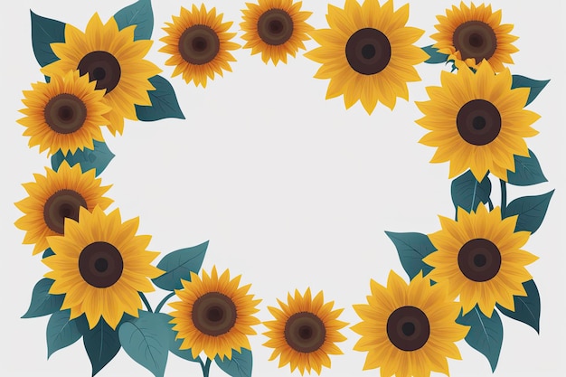 sunflower border floral frame