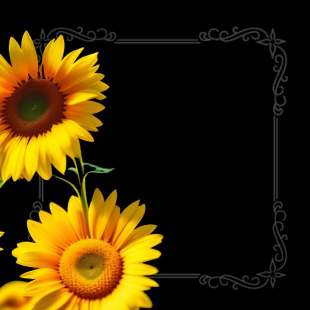 Sunflower border graphic design art