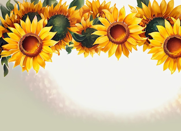 Sunflower border grey background