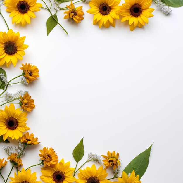 Photo sunflower border for a symbol of love and happiness