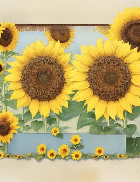 Sunflower border vector