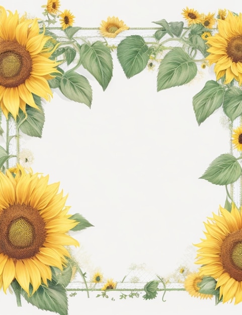 Photo sunflower border vector