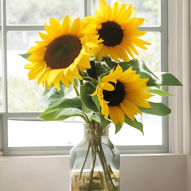 Sunflower bunch placed in room