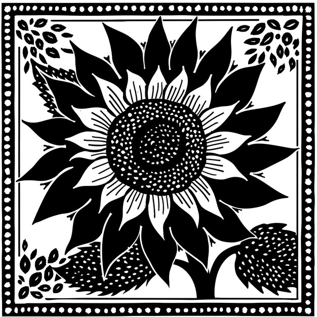 Sunflower CNC Cut Art With Petals and Seeds for Decorations in Tshirt Tattoo Print Art Design Ink