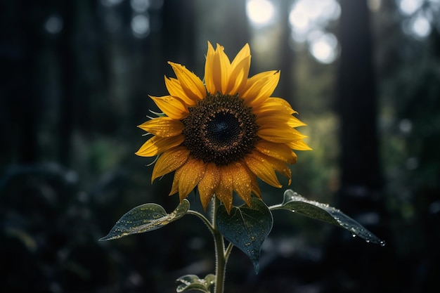 A sunflower in the dark