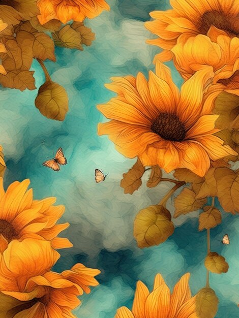 Sunflower Dreams Amongst Blue Clouds