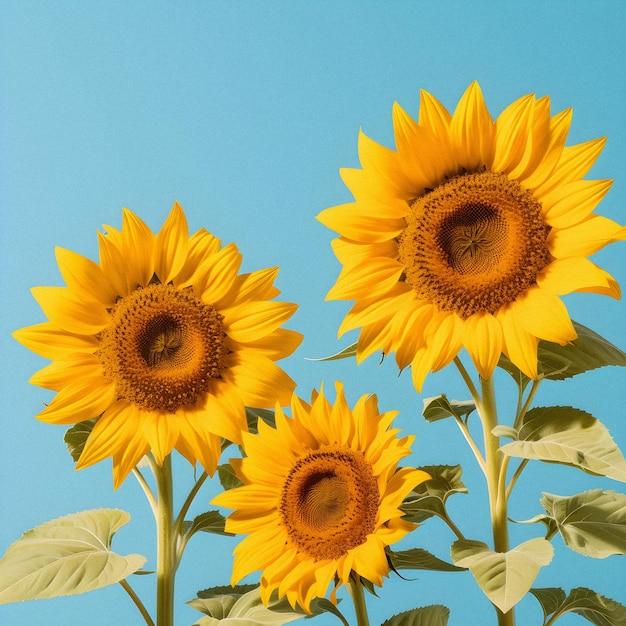 Sunflower Dreams Delightful Blend of Yellow and Sky Blue in a Minimalist Style