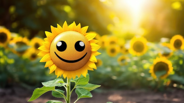 Photo sunflower emoji in garden