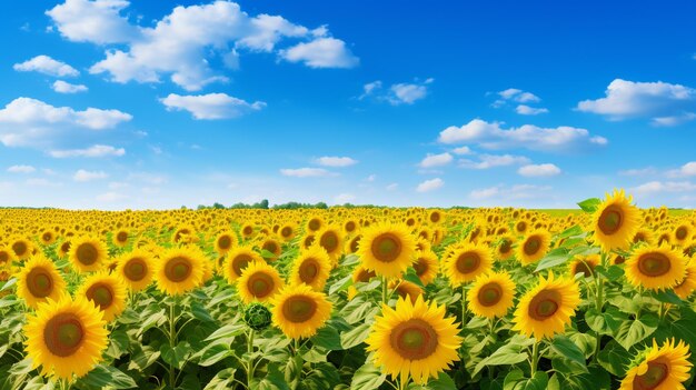 Sunflower Field Under a Blue Sky